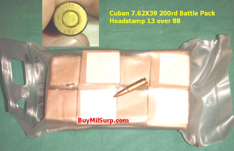 7.62X39 200 Rounds Cuban Battle Pack Headstamp 13 , 1988
