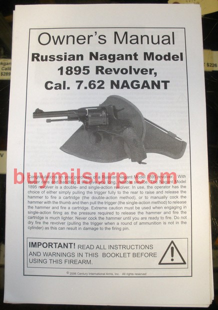 Basic Pamphlet - Russian M1895 Nagant Revolver Basic Pamphlet - Russian M1895 Nagant Revolver