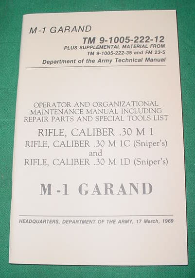 Booklet US M1 Garand TM 9-1005-222-12