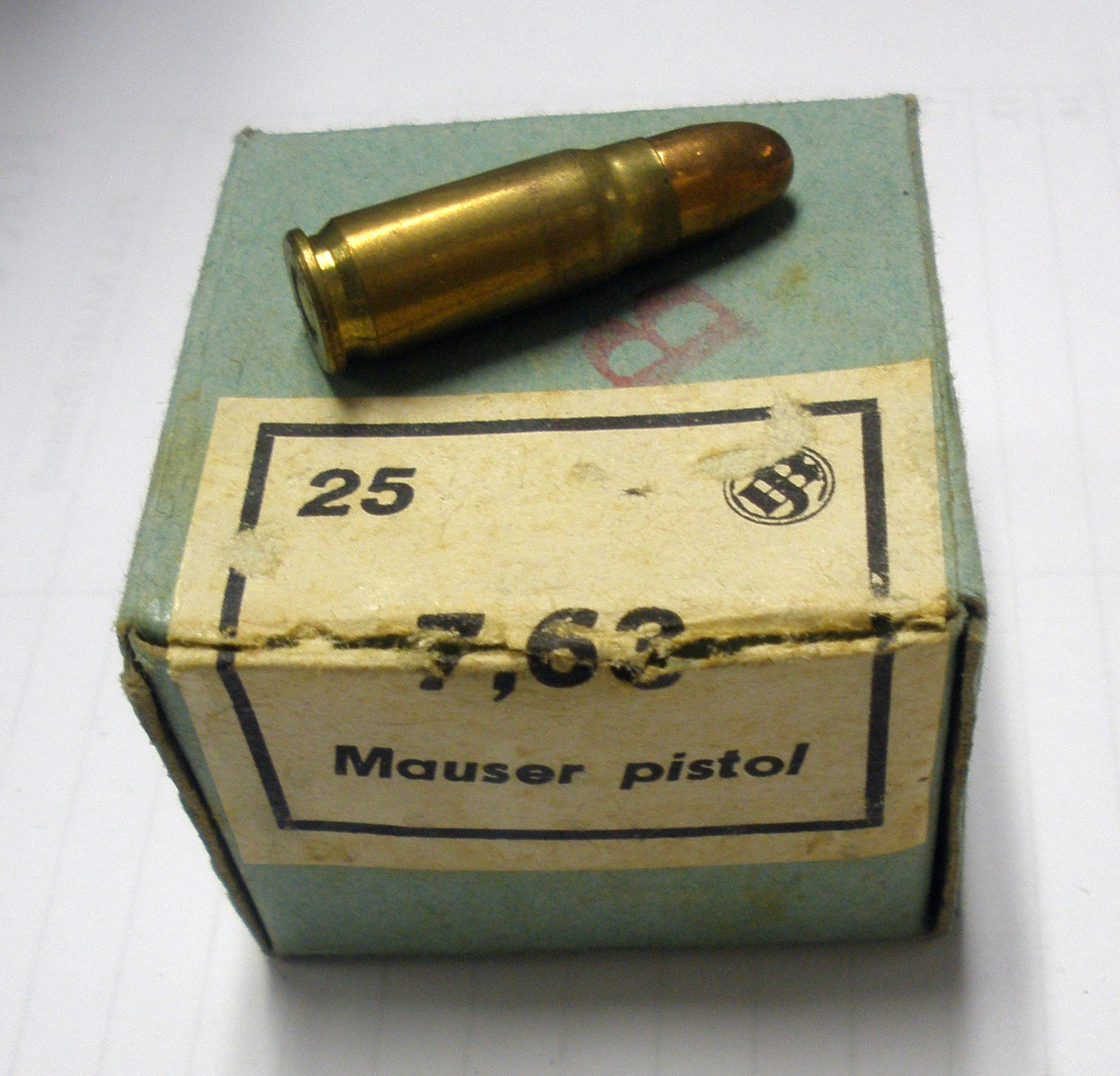 Ammunition 7.63 Mauser Pistol 25 Rounds