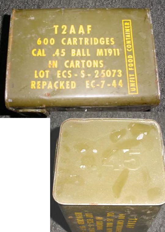 45 ACP MILITARY SURPLUS, Sealed Can 600rds 1944 - Click Image to Close