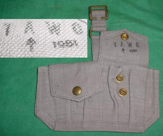 Ammo Pouch British 2 Pocket Gray USED 1951 Broad Arrow Marked - Click Image to Close