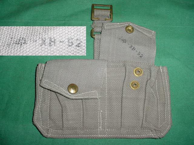 Ammo Pouch British 2 Pocket Gray USED 1952 Broad Arrow Marked - Click Image to Close