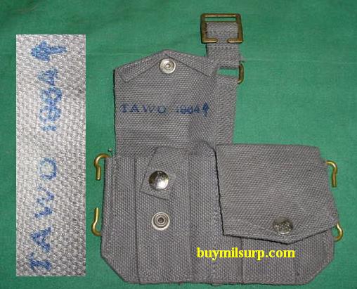 Ammo Pouch British 2 Pocket Gray USED 1964 Broad Arrow Marked - Click Image to Close