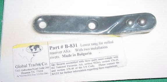 Lower Tang For Milled Receiver AK's with Rivets