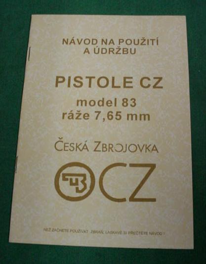 CZ Czech Model 83 Pistol 7.65 32 ACP Manual IN CZECH LANGUAGE - Click Image to Close