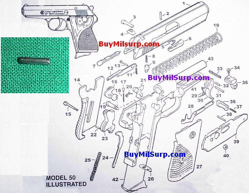 Extractor Pin - #2- CZ50 & CZ70 CZ-50 CZ-70 Czech Pistol