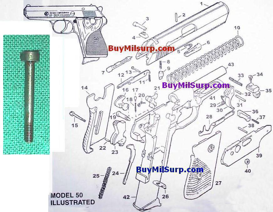 Grip Screw - #15 - CZ50 & CZ70 CZ-50 CZ-70 Czech Pistol