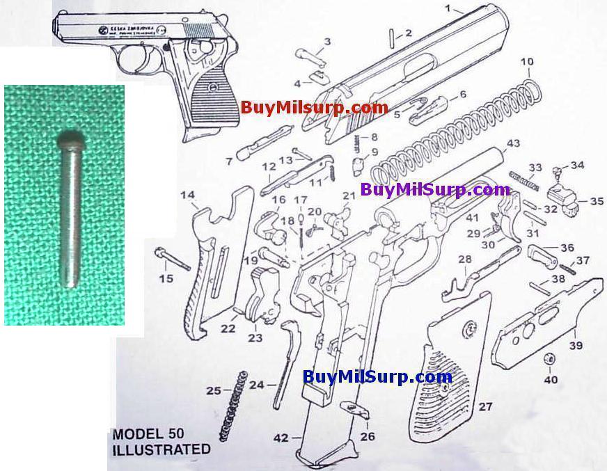 Hold Open Hinge Pin - #13 - CZ50 & CZ70 CZ-50 CZ-70 Czech Pistol