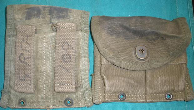 Pouch M1 Carbine USED QTY 1, Stained, Holds 2 15rd Magazines - Click Image to Close