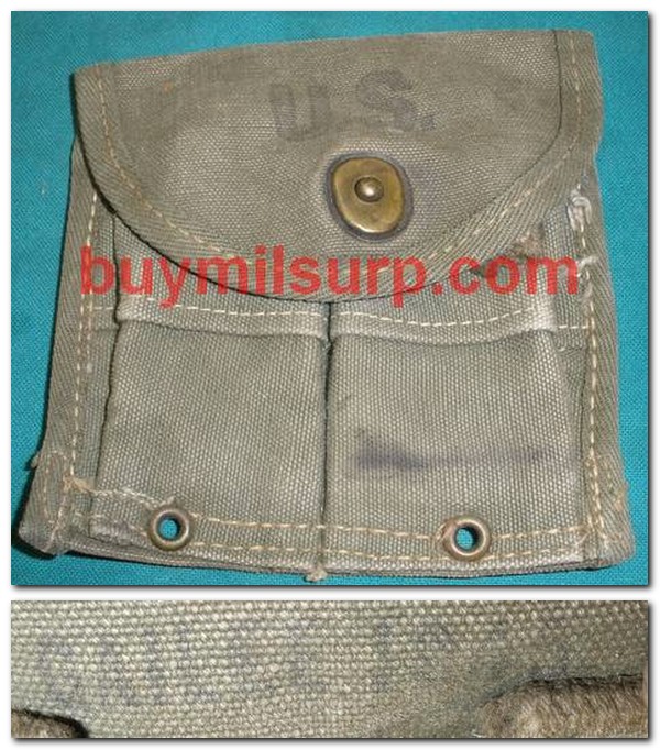 Pouch M1 Carbine 1945 Dated, Holds 2 15rd Magazines Pouch M1 Carbine 1945 Dated, Holds 2 15rd Magazines
