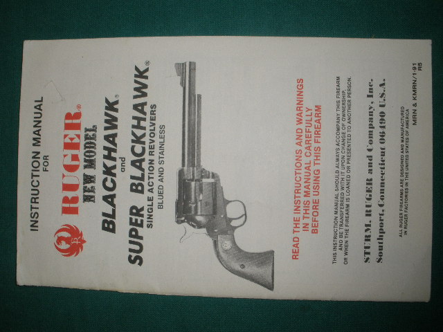 Ruger Super Blackhawk & Blackhawk Manual - Click Image to Close