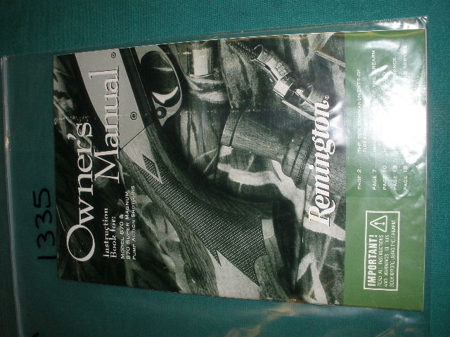 Remington 870 Owners Manual Remington 870 Owners Manual
