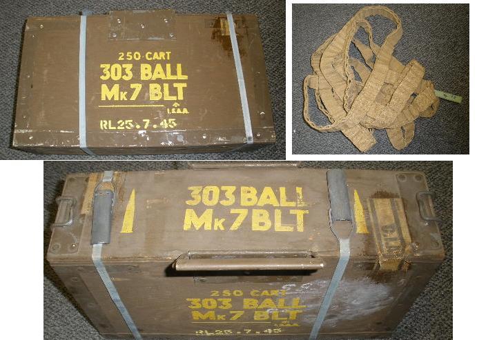 Ammo Crate .303 Vickers Complete with Belt -NO AMMO- - Click Image to Close
