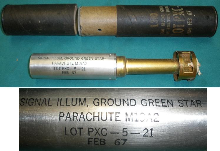 US M19A2 Signal Ground Green Star FEB 67 with Tube - Click Image to Close