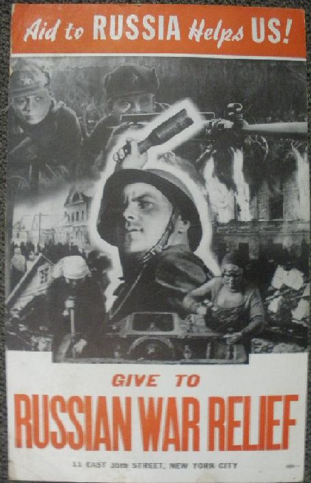 WWII Aid to Russia Poster, "Aid to RUSSIA helps US"