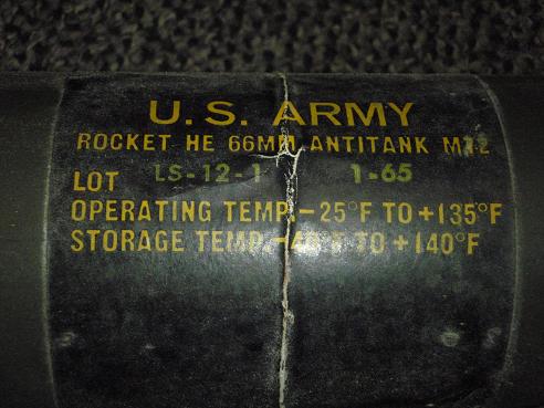 US M72 LAWS Rocket Tube Dated 1965