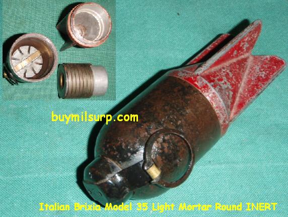 Italian Brixia Model 35 Light Mortar Round INERT Complete - Click Image to Close