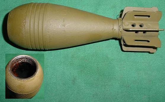 60mm Mortar Round, Fin Stabilized - Click Image to Close