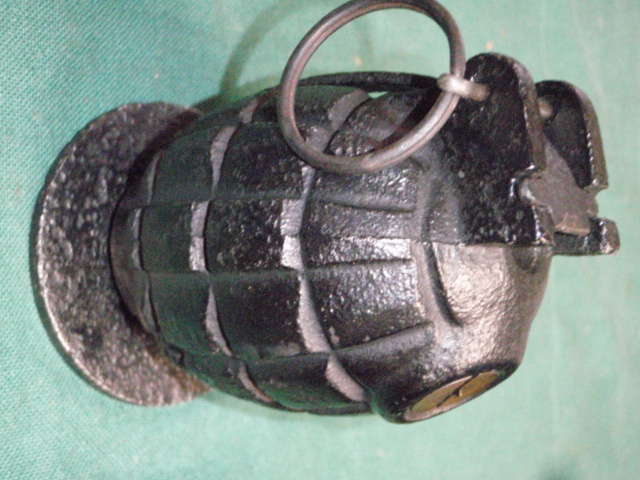 British Mills Bomb Dated 10/17 with Rifle Launching Plate