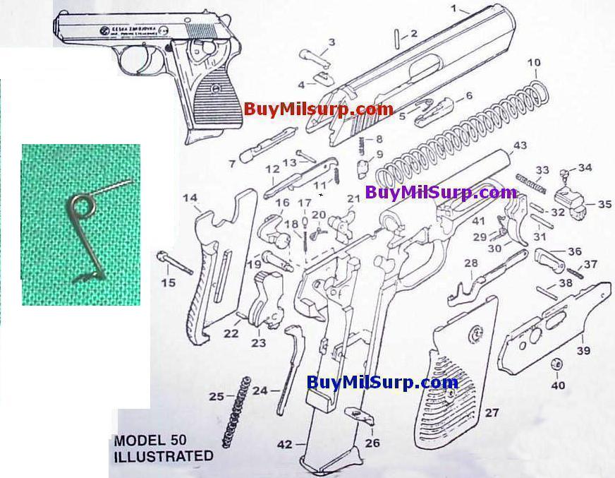 Trigger Spring - #29 - CZ50 & CZ70 CZ-50 CZ-70 Czech Pistol - Click Image to Close