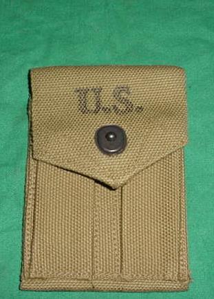 Pouch, US GI 45 Dual Magazine TAN WWII EXC - Click Image to Close