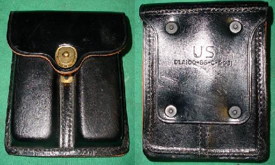 US GI 45 Black Leather Dual Magazine Pouch